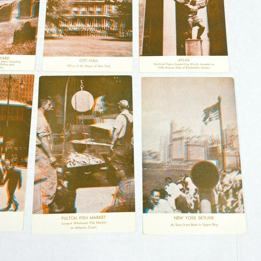 Vintage 1930s 3-D 12 Postcard Set‎ New York City
